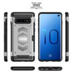 Wholesale Galaxy S10 Metallic Plate Case Work with Magnetic Holder and Card Slot (Black)